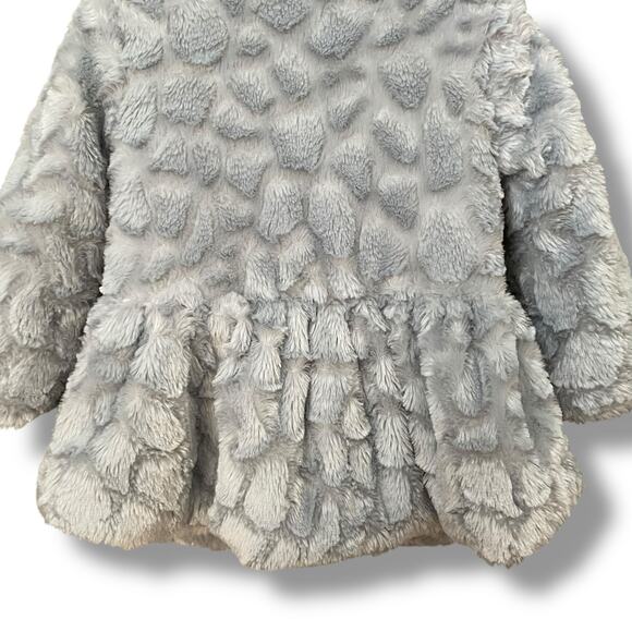 Calvin Klein Jeans Girls Size 3T Coat Jacket Faux Fur Button Down Dress Up Gray - Picture 3 of 11